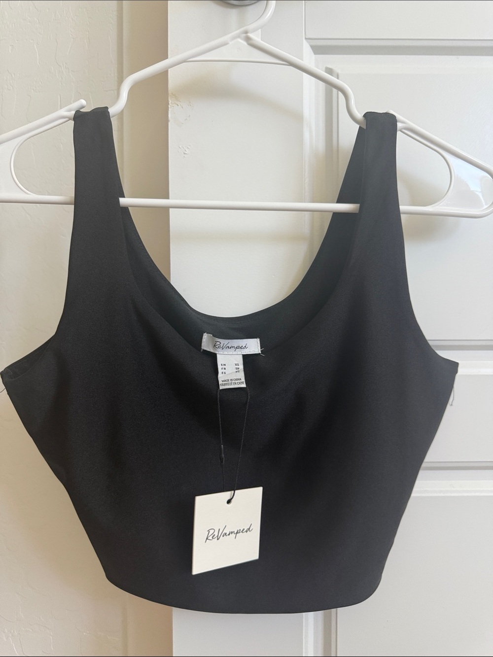 Revamped Black Cropped Tank Top with Wide Straps
